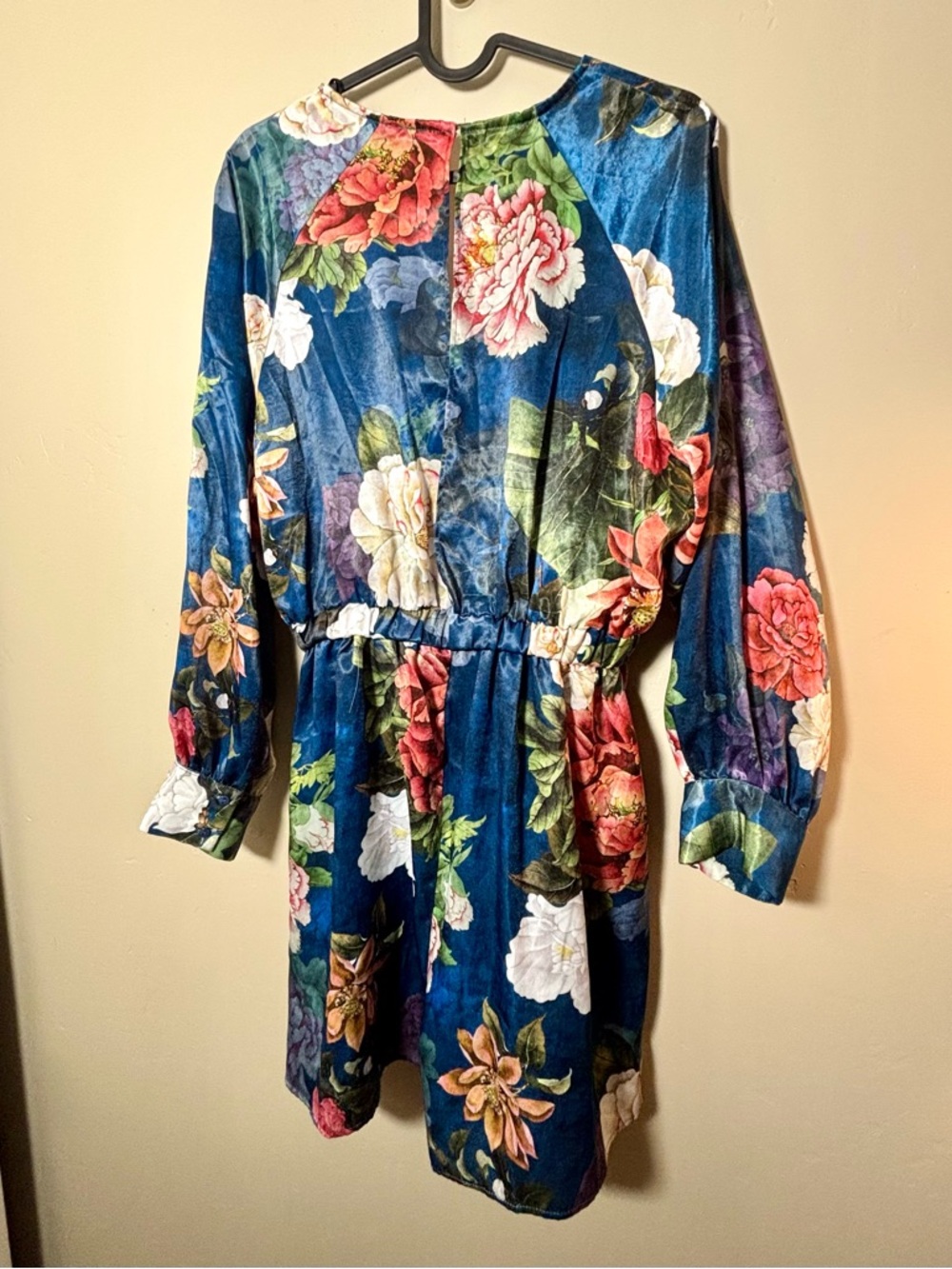 Zara Teal Floral Satin Romper - Picture 12 of 13